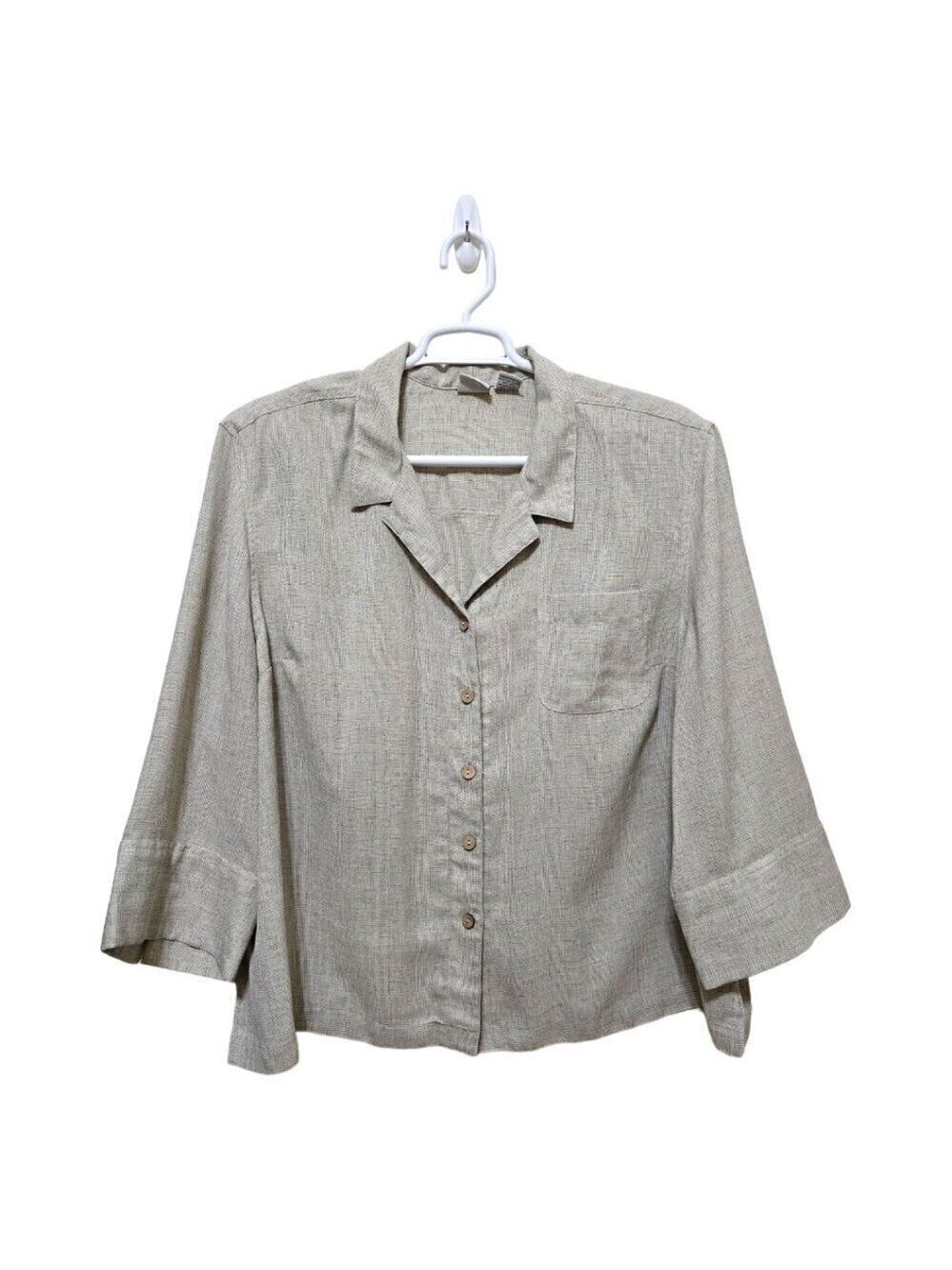 Giorgio Fiorlini Plus Oversized Fit 3/4 Sleeve Button Down Blouse Sz 26W/28W